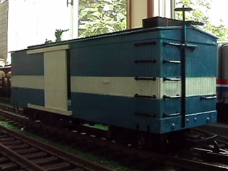 Blue and White Boxcar